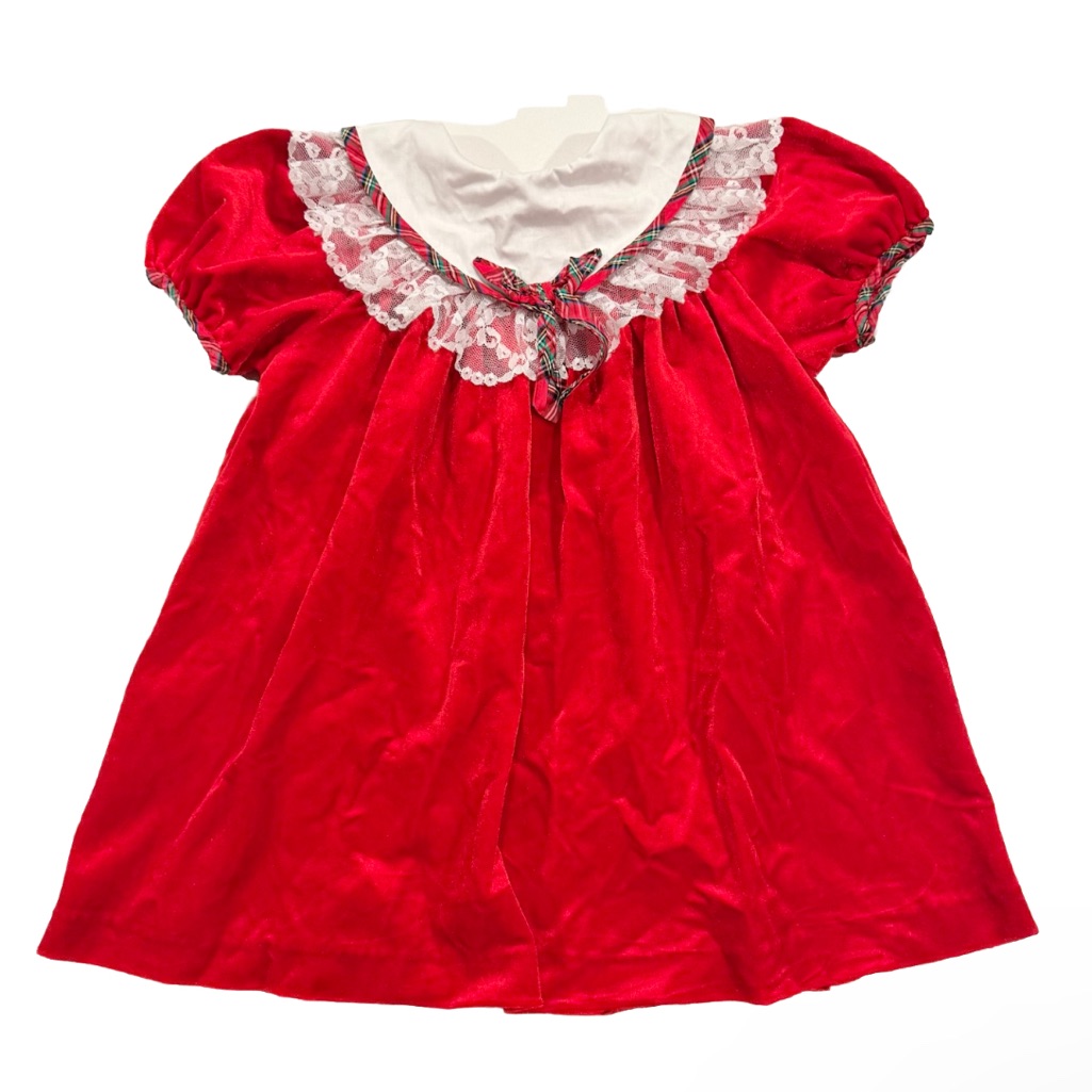 Vintage Nutcracker Red Velvet Christmas Dress Size 4 White Lace Trim 4t Holiday
